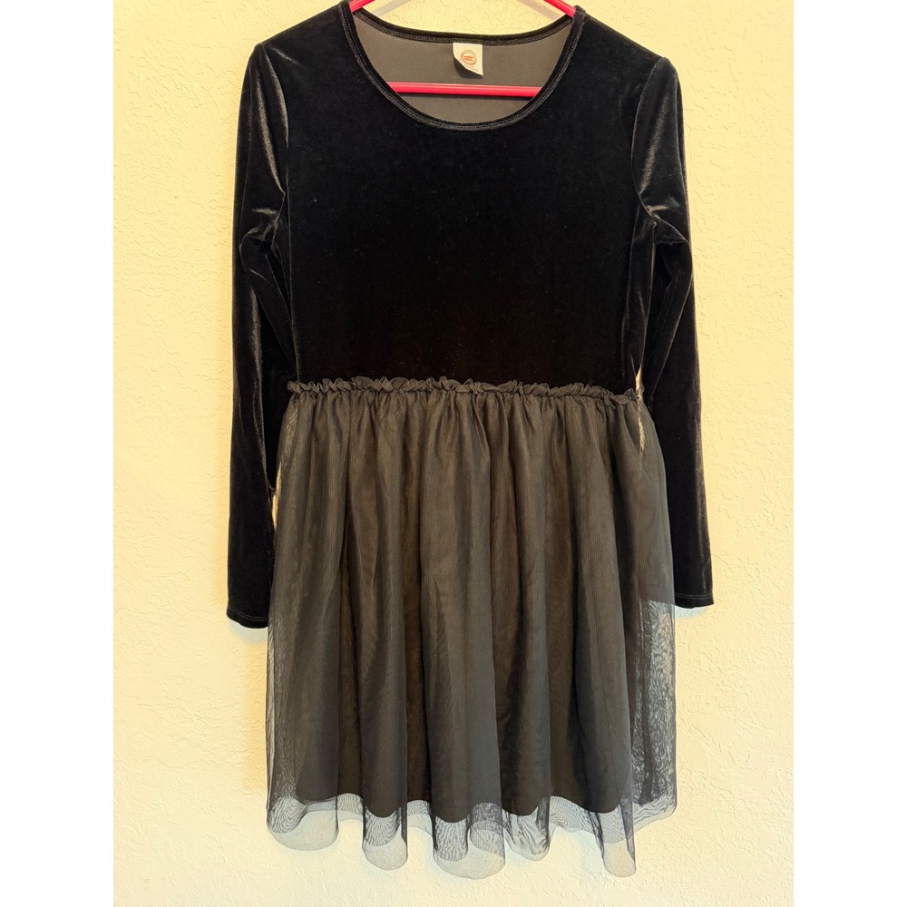 Wonder Nation Girls Black Velvet and Mesh Tutu Dress Long Sleeve XXL 18
